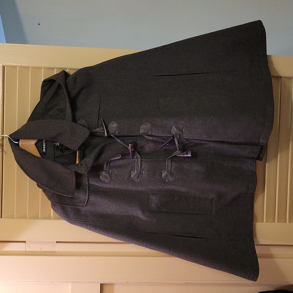 Grey, hooded wool cape, size M, Jennifer. J